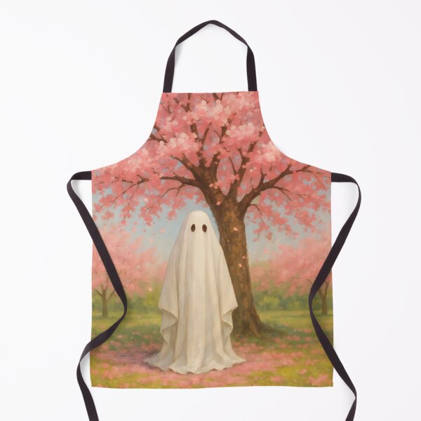 Item preview, Delicate White Ghost Under Pink Cherry Blossom Tree – Dreamy Spring Illustration designed and sold by EmeraldeaArt.