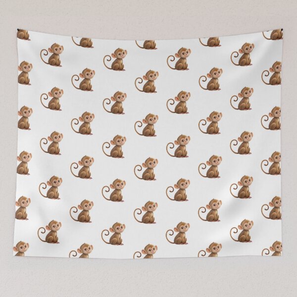 Item preview, Cute Baby Monkey Safari Nursery Wall Art designed and sold by BastiStudio.