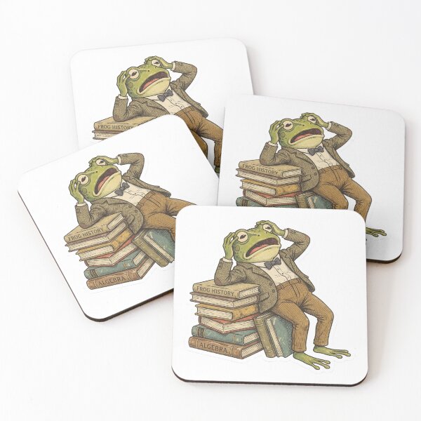 Item preview, Stressed Frog Scholar with Books – Funny Vintage Academic Animal Design designed and sold by timizar.