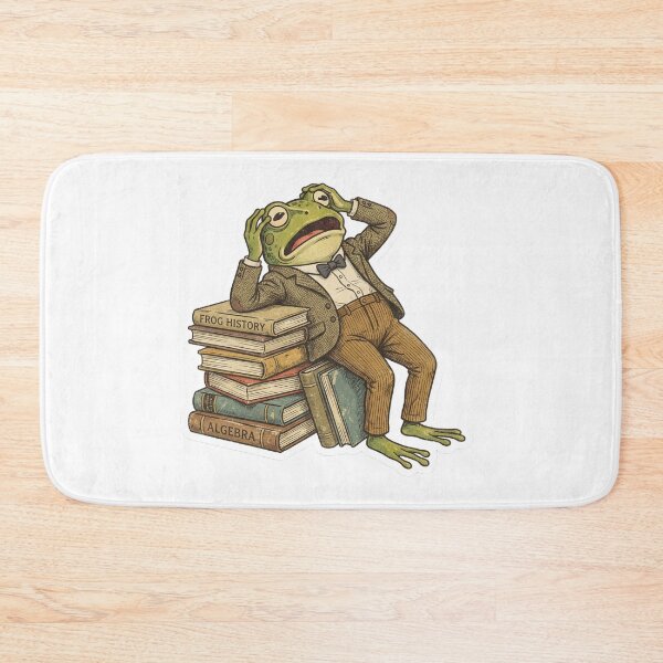 Item preview, Stressed Frog Scholar with Books – Funny Vintage Academic Animal Design designed and sold by timizar.