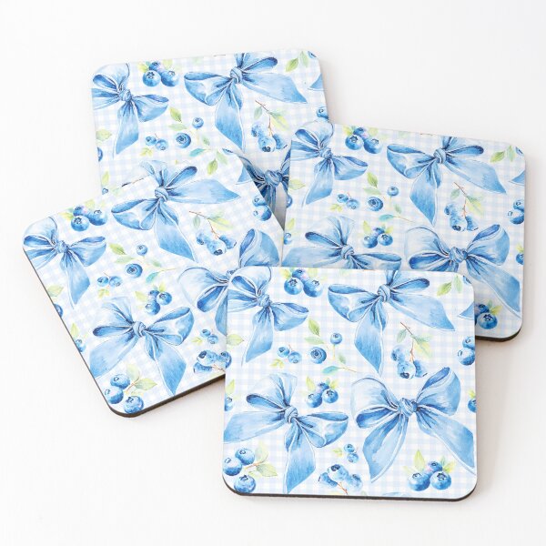 Item preview, Blue Ribbon Bows Blueberries Coquette Aesthetic Soft Pastel Cute Pattern designed and sold by UtArt.
