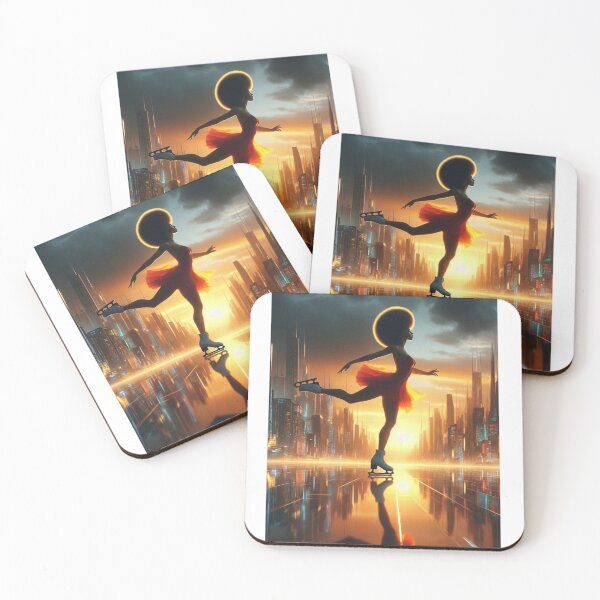 Item preview, Eternal Glow Queen – Afrofuturist Ice Skater in Golden Balance designed and sold by Lucienne Reimagined.