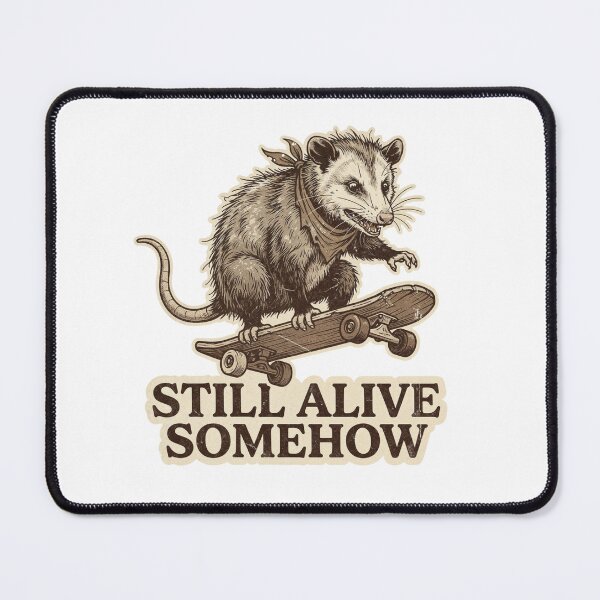 Item preview, Funny Opossum Skateboarding Still Alive Somehow Vintage Retro Animal Humor Design designed and sold by Anastasiia Yurevych.