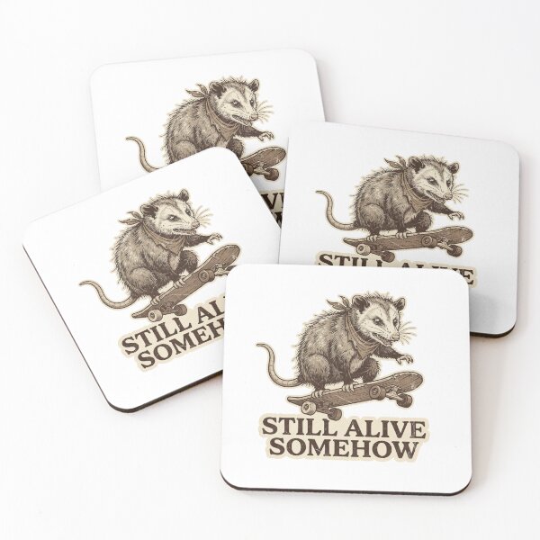 Item preview, Funny Opossum Skateboarding Still Alive Somehow Vintage Retro Animal Humor Design designed and sold by Anastasiia Yurevych.