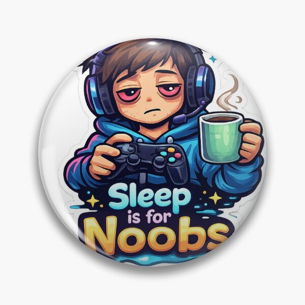 Item preview, Sleep is for Noobs Sticker – Sleepy Gamer with Coffee Cartoon designed and sold by NexArtify.
