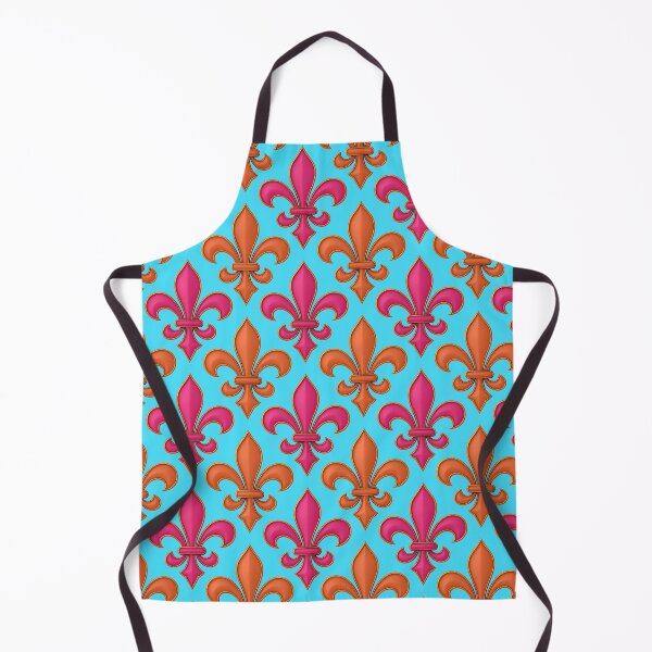 Item preview, Cyan Blue Orange Pink Fleur-de-lis Design designed and sold by PatternTitan.