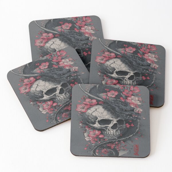 Item preview, Japanese Dragon Skull Cherry Blossom Art designed and sold by NicolasGlowArt.