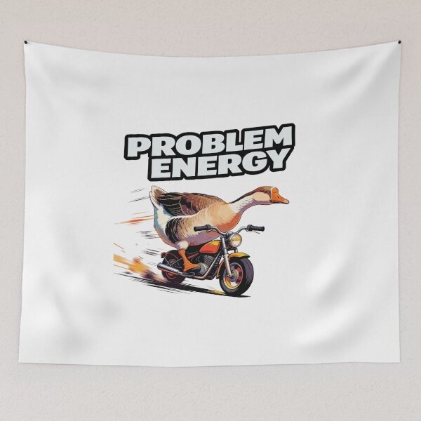 Item preview, Problem Energy Funny Goose Riding Motorcycle Meme Chaotic Animal Humor Design designed and sold by Anastasiia Yurevych.