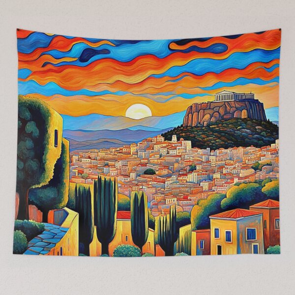 Item preview, Sunset over Athens designed and sold by George Hutton Hunter.