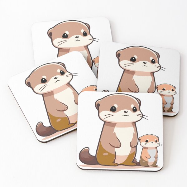 Item preview, Cute Minimalist Otter and Baby Pup Sticker designed and sold by PholPol1959.