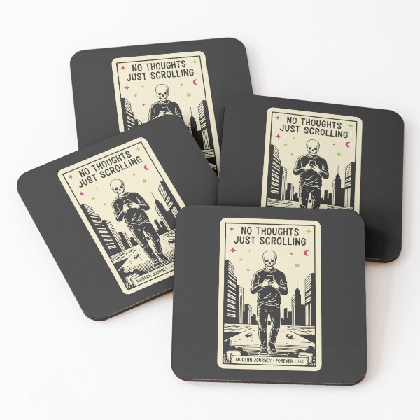 Item preview, "No Thoughts Just Scrolling" Funny Doomscrolling Skeleton Tarot Card designed and sold by Cipher & Soul.