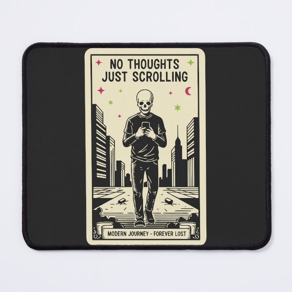 Item preview, "No Thoughts Just Scrolling" Funny Doomscrolling Skeleton Tarot Card designed and sold by Cipher & Soul.