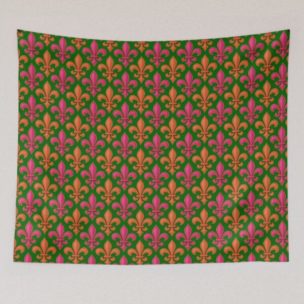 Item preview, Green Orange Pink Fleur-de-lis Design designed and sold by PatternTitan.