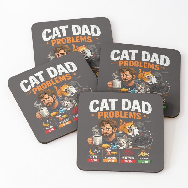 Item preview, Cat Dad Problems – Funny Cat Lover Gift – Coffee Chaos Cartoon Design designed and sold by JVDesignsShop.