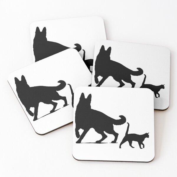 Item preview, cat and dog, black design, shadow of cat and dog. designed and sold by geekmania48.
