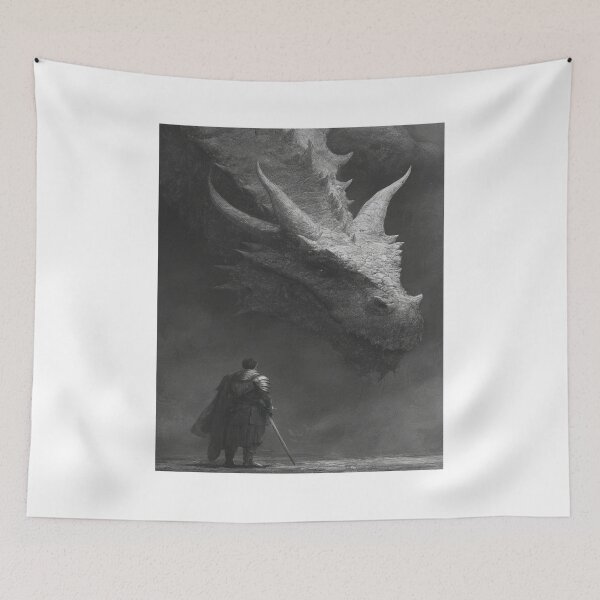 Item preview, Epic Dark Fantasy Knight Dragon Confrontation designed and sold by NicolasGlowArt.