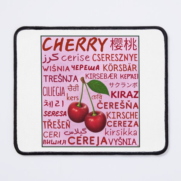 Item preview, Cherry in Many Languages – Botanical Typography Art Print designed and sold by SHELOPS.