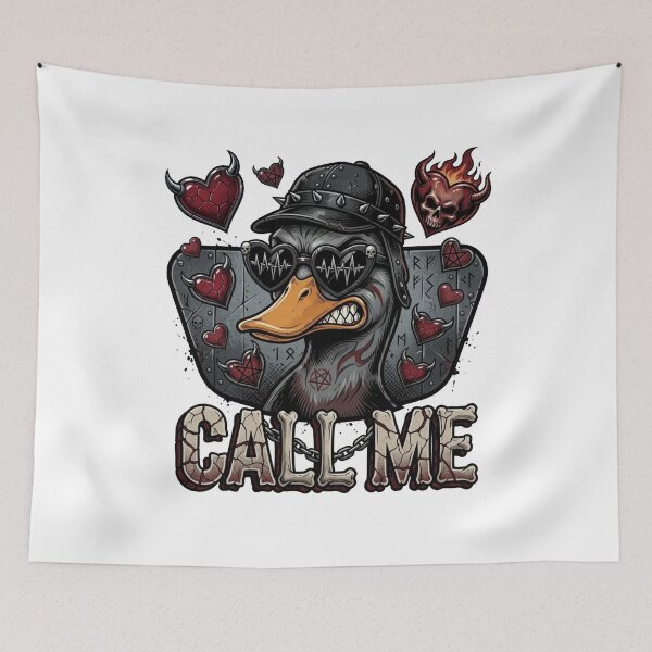 Item preview, Bad Duck Rocker - Gothic Grunge Metal Duck with Pentagram Hearts designed and sold by NexKris.