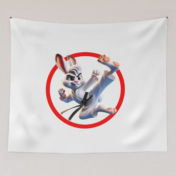 Item preview, Karate Rabbit - Cute Martial Arts Bunny Kick Design designed and sold by FreshLineArts.