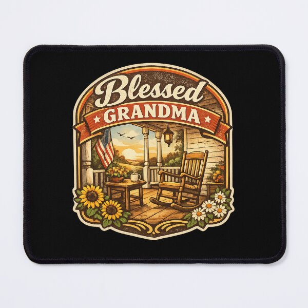 Item preview, Blessed Grandma Vintage Porch Shirt, Cozy Rocking Chair Design, Rustic Country Christian Gift for Grandmother designed and sold by LanternForge.