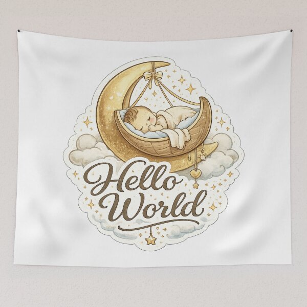 Item preview, Hello World Baby Moon Nursery Newborn Design designed and sold by CLOUTKULT.