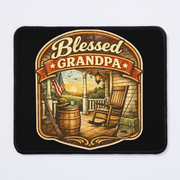 Item preview, Blessed Grandpa Vintage Porch Shirt, Rustic Rocking Chair Design, Country Christian Gift for Grandfather designed and sold by LanternForge.