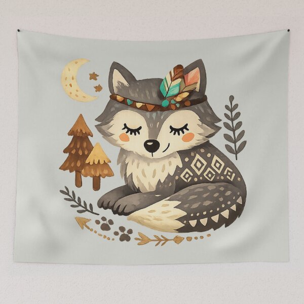 Item preview, Cute Forest Wolf – Cozy Woodland Animal Illustration designed and sold by myforestfog.