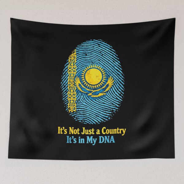 Item preview, Kazakhstan DNA Fingerprint - Proud Roots Flag designed and sold by Pineapple-Tree.