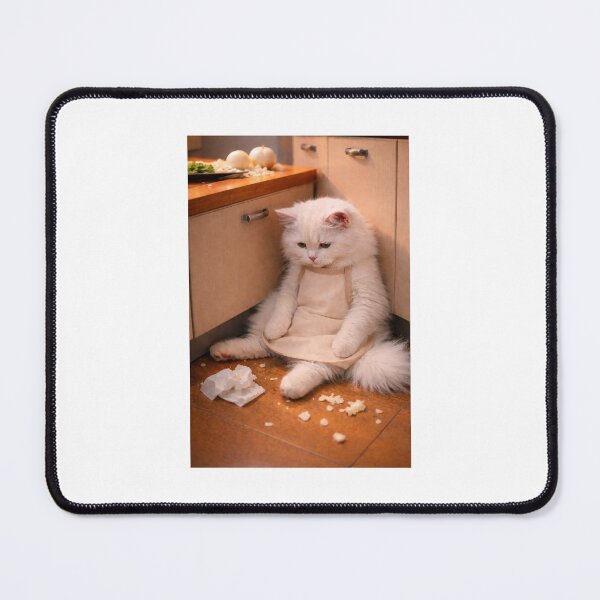 Item preview, Sad White Cat After Cooking Fail designed and sold by LovelyCatGalaxy.