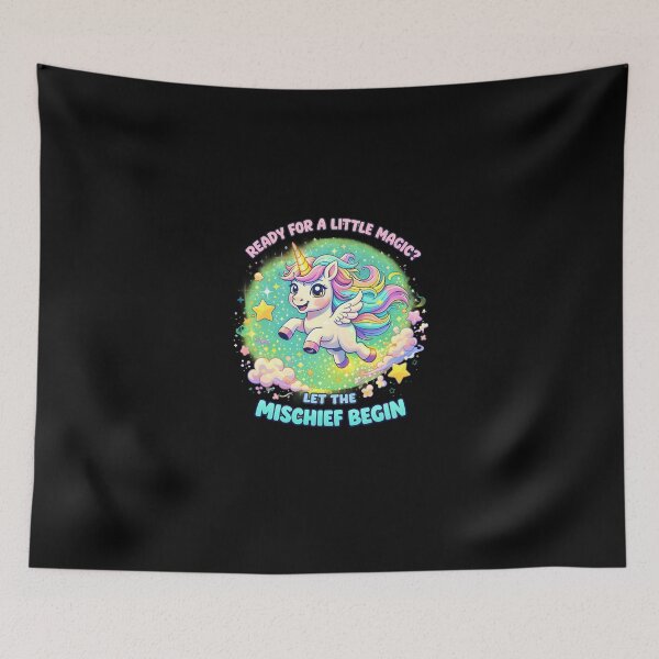 Item preview, Ready for the magic let the mischief begin unicorn sparkles fart funny rainbow art designed and sold by trendie-tees.
