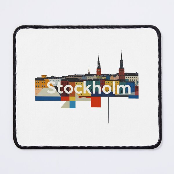 Item preview, Colorful Stockholm Skyline Illustration – Sweden City Art Print designed and sold by OzzFrequency.