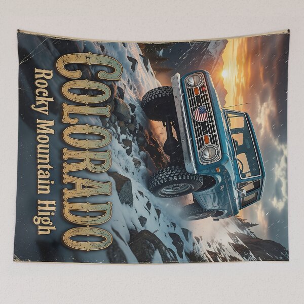 Item preview, Colorado Rocky Mountains Winter Offroad Vintage Travel Poster designed and sold by BorgSpareParts.