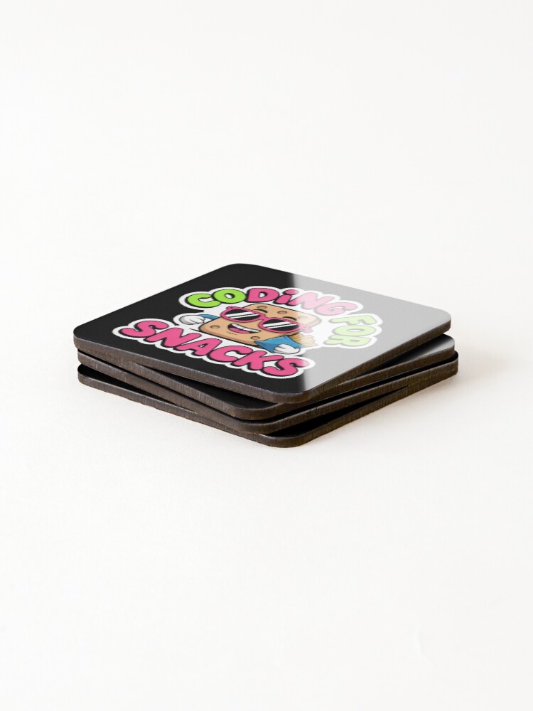 Thumbnail 4 of 5, Coasters (Set of 4), Coding For Snacks Funny Programmer Humor designed and sold by SplashTastic.