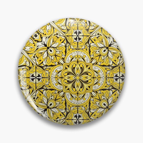 Item preview, Sunny Yellow Floral Mandala Pattern | Intricate Victorian / Mediterranean Decorative Tile Design designed and sold by BrainCurves.