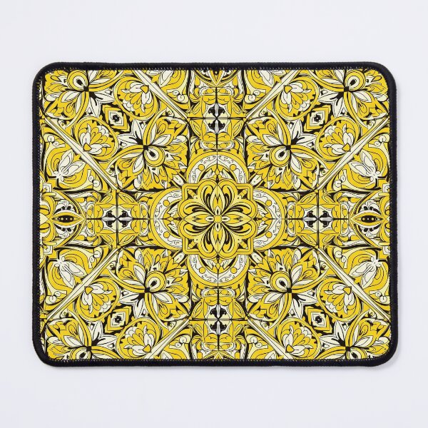 Item preview, Sunny Yellow Floral Mandala Pattern | Intricate Victorian / Mediterranean Decorative Tile Design designed and sold by BrainCurves.