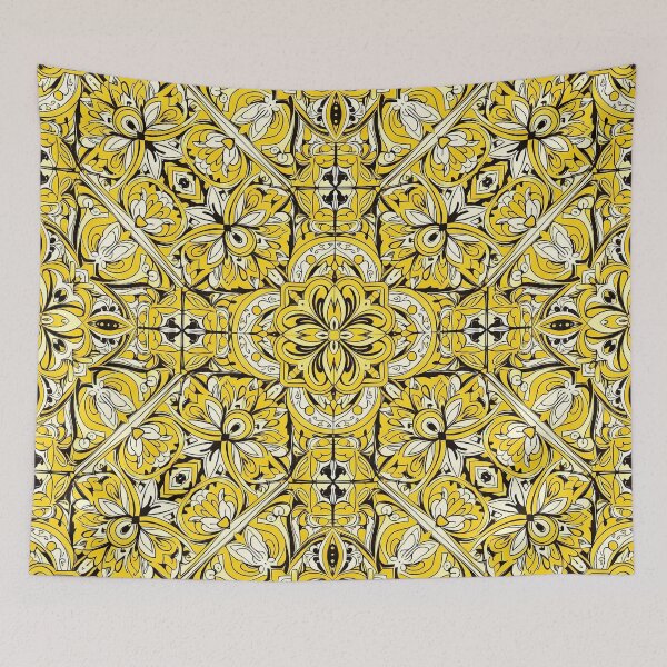 Item preview, Sunny Yellow Floral Mandala Pattern | Intricate Victorian / Mediterranean Decorative Tile Design designed and sold by BrainCurves.