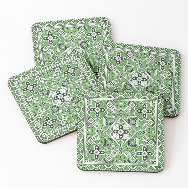 Item preview, Emerald Green Geometric Mosaic Pattern | Intricate Islamic Art Style Square Design designed and sold by BrainCurves.