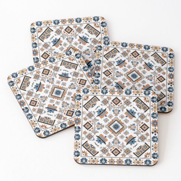 Item preview, Traditional Geometric Embroidery | Blue & Orange Folk Cross Stitch Pattern designed and sold by BrainCurves.