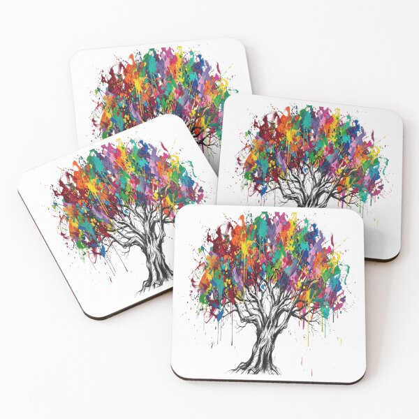 Item preview, Colorful Tree of Life Abstract Paint Splatter Art designed and sold by MakarenaCreate.