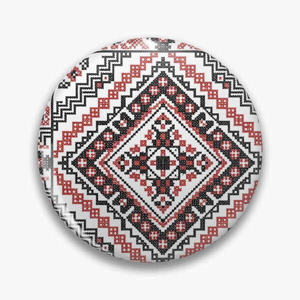 Item preview, Traditional Folk Embroidery Pattern – Red and Black Geometric Design designed and sold by BrainCurves.