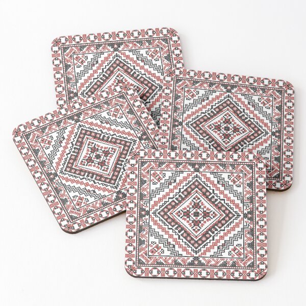 Item preview, Traditional Folk Embroidery Pattern – Red and Black Geometric Design designed and sold by BrainCurves.