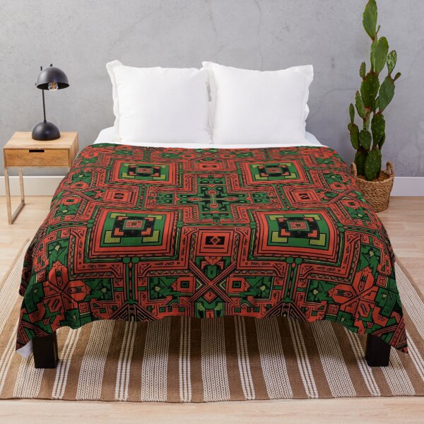 Item preview, Vibrant Crimson and Emerald Geometric Persian Rug Pattern designed and sold by BrainCurves.