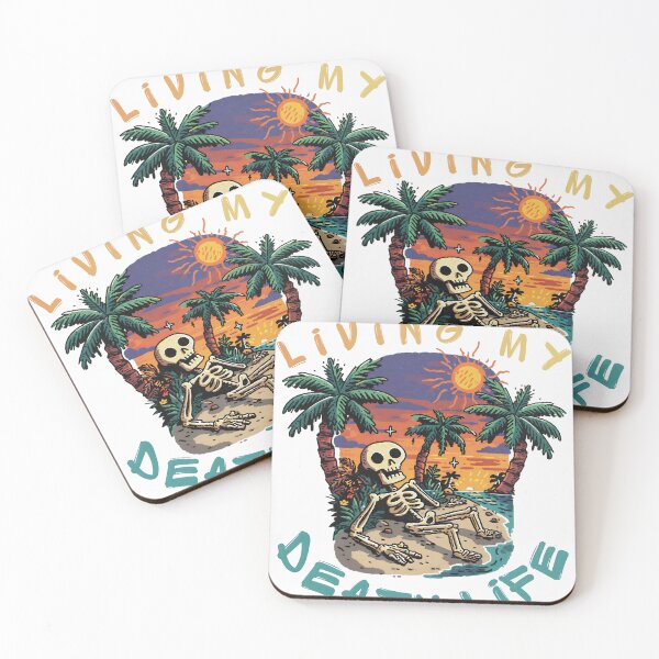 Item preview, Living My Death Life Funny Skeleton Beach Vacation Retro Sunset designed and sold by Region.