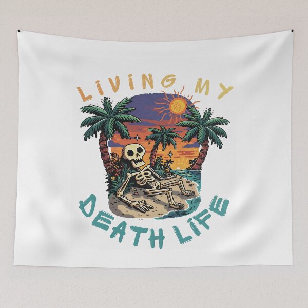 Item preview, Living My Death Life Funny Skeleton Beach Vacation Retro Sunset designed and sold by Region.