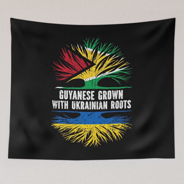 Item preview, Guyanese Grown with Ukrainian Roots Flag designed and sold by CosmoKitsch.