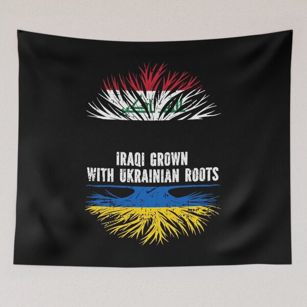 Item preview, Iraqi Grown with Ukrainian Roots Flag designed and sold by CosmoKitsch.