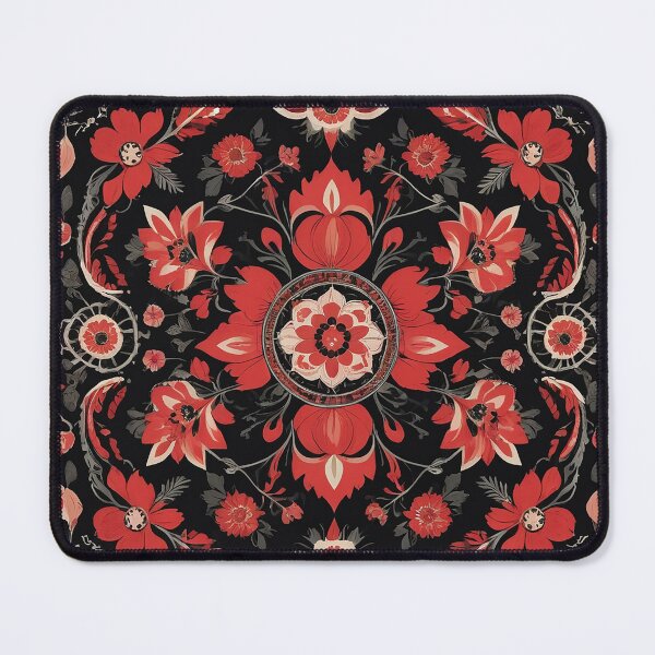 Item preview, Timeless Red Floral Mandala on Black – Ethnic Decorative Pattern designed and sold by BrainCurves.