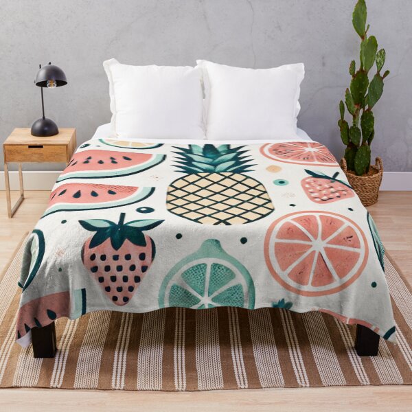 Item preview, Retro Fruit Print, Summer Aesthetic, Cottagecore Fabric Design designed and sold by TEEJAMBOREE.