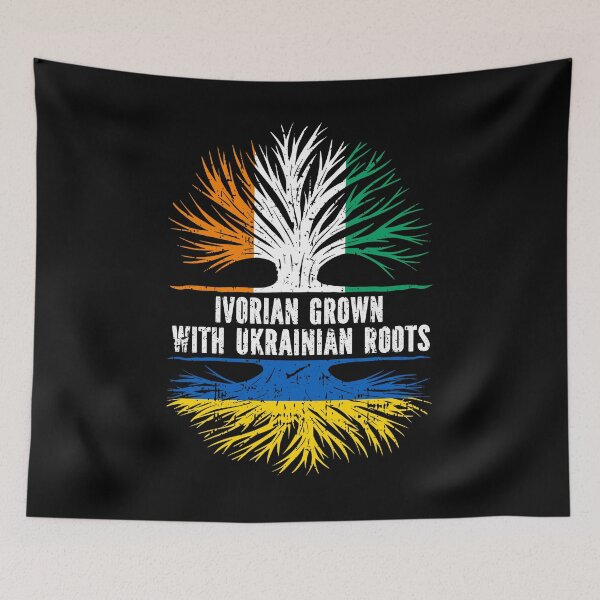 Item preview, Ivorian Grown with Ukrainian Roots Flag designed and sold by CosmoKitsch.