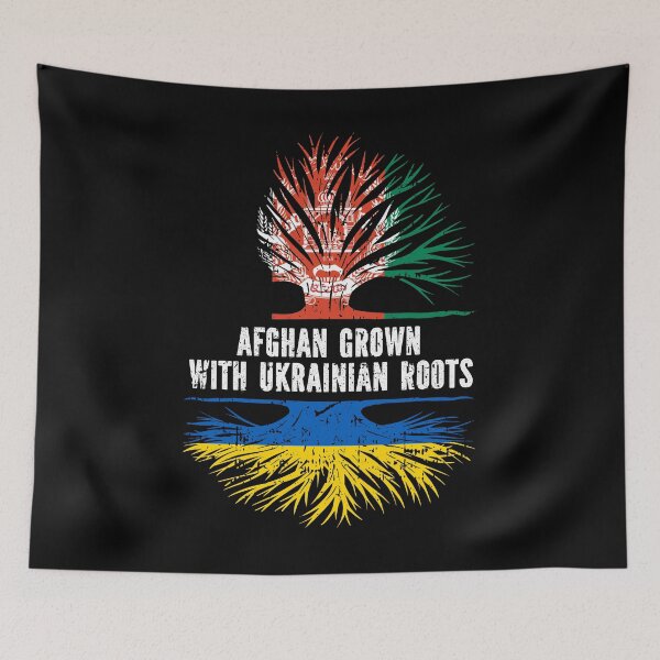 Item preview, Afghan Grown with Ukrainian Roots Flag designed and sold by CosmoKitsch.